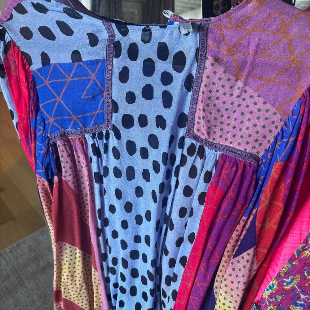 Colorful Patchwork blouse silk